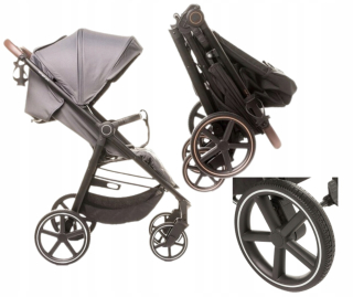 4Baby Stinger Pro grafitový kočík + 4baby taška "Mama Bag" 2023 - Graphite